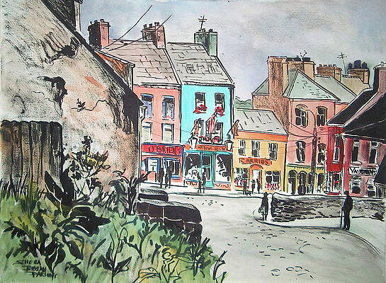 Wall Art featuring the painting County Clare, Ennistymon Village by Sheila Parsons
