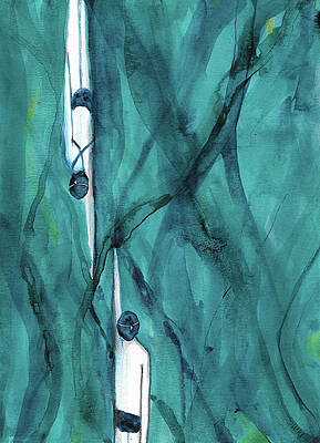 Swimming Wall Art featuring the mixed media Boy Girl Swim Dark Blue by Mary Conner