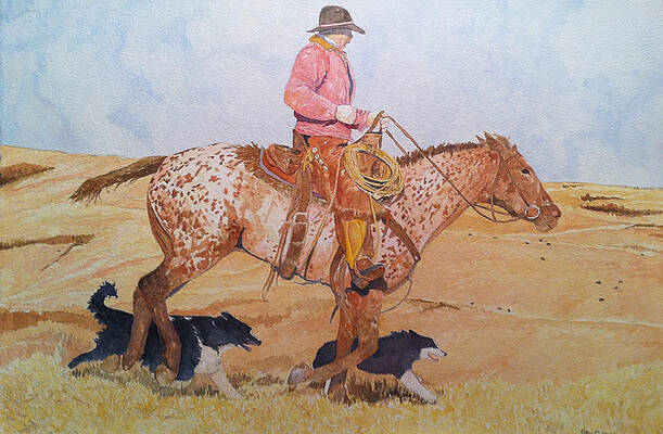 Painting - Cowboy And  Apaloosa by Grant Nixon