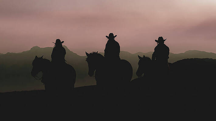 Sunrise Photograph - Cowgirl Silhouette by Chris Allmendinger