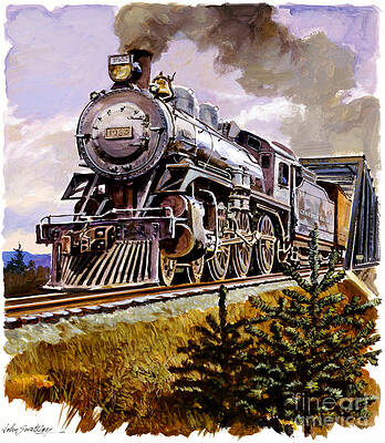 Painting - CPR D-10 Locomotive by John Swatsley