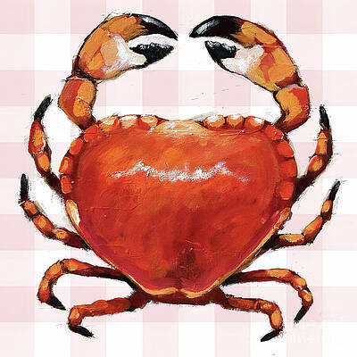 Vibrant Wall Art featuring the digital art Crab In Pink by Lucia Stewart