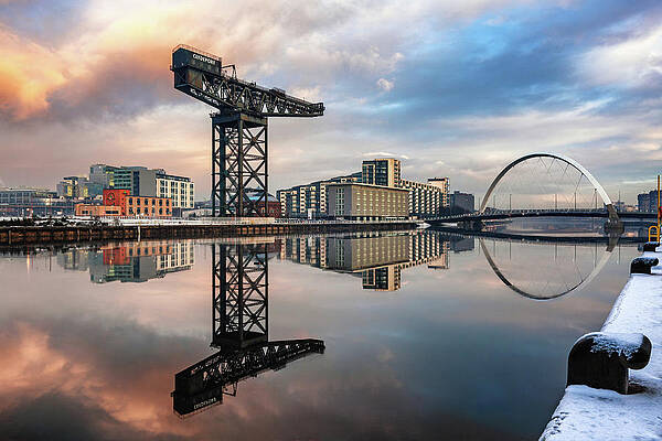 Reflection Wall Art featuring the photograph Crane And Bridge Reflection by Grant Glendinning