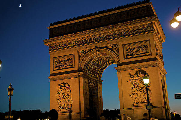 France Wall Art featuring the photograph Crescent Moon Over The Arc De Triomphe by Matthew DeGrushe