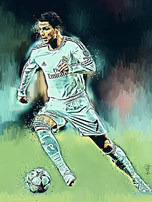 Sports Wall Art featuring the digital art Cristiano Ronaldo In Action by Gradify Creations