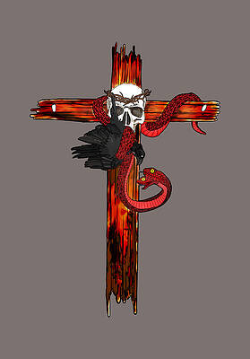 Wall Art featuring the drawing Cross Twin Serpants by David McKinney
