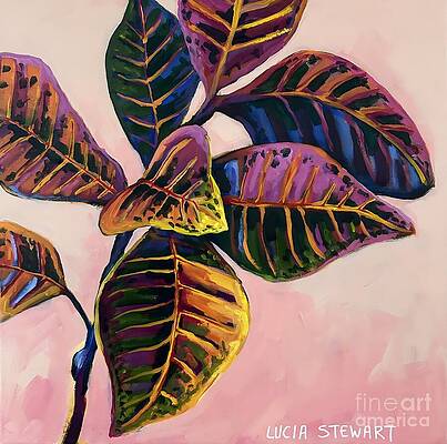 Vibrant Painting - Croton Plant 2/3 by Lucia Stewart