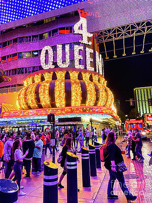 Wall Art featuring the photograph Crowd In Front Of Four Queens Casino On Fremont Street In Downtown Las Vegas by FeelingVegas Wall Art and Prints