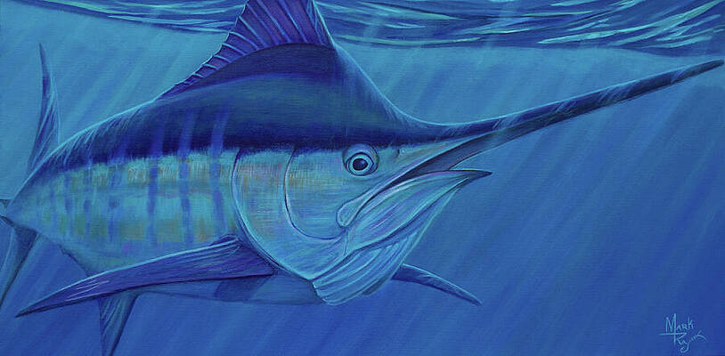 Blue Marlin in Ocean Scene Print