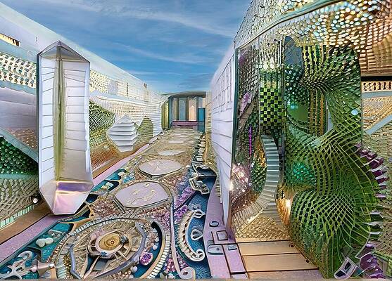 Architecture Wall Art featuring the digital art Crystal Alley by Eris And AI