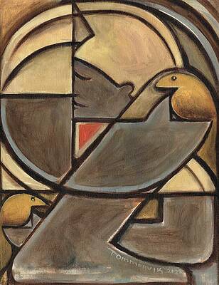 Abstract Birds and Geometric Shapes Wall Art