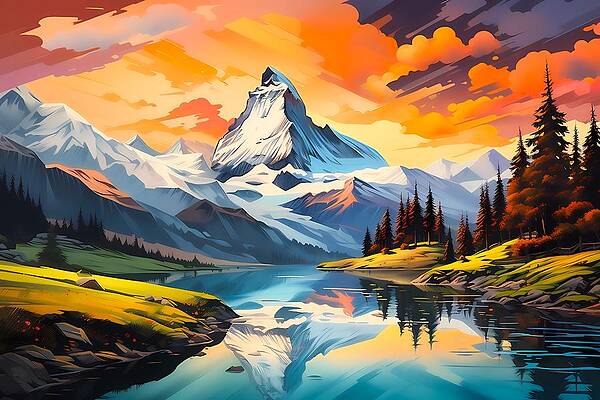 Geometric Wall Art featuring the digital art Cubist Style Interpretations Of Majestic Alps No 2 by Andre Petrov