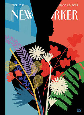 Floral Silhouette on Magazine Cover Wall Art
