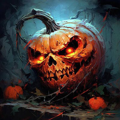 Mysterious Painting - Cursed Halloween Pumpkin, 03 by AM FineArtPrints