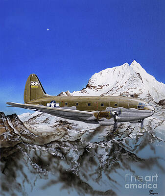Airplane Wall Art featuring the painting Curtiss C-46 Commando by Steve Ferguson