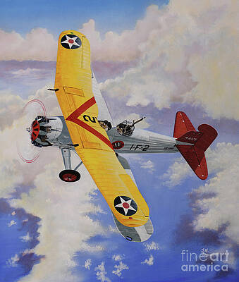 Airplane Wall Art featuring the painting Curtiss F8C-1 Helldiver by Steve Ferguson