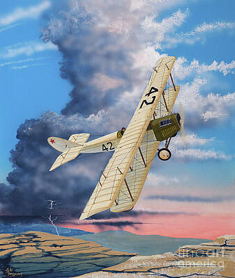 Airplane Painting - Curtiss JN-3 by Steve Ferguson