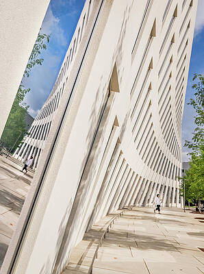 Architecture Wall Art featuring the photograph Curved Wall With Reflection by Elvira Peretsman