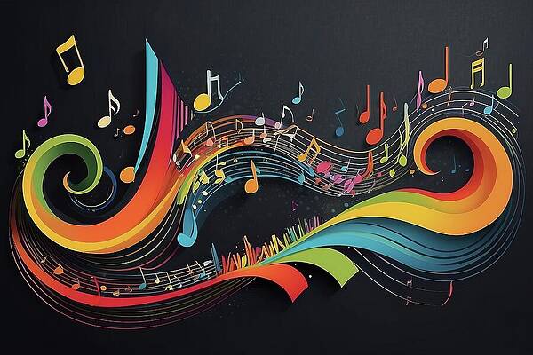 Dynamic Digital Art - Curves Of Sound A Dynamic Flow Of Notes AM1025 by Don Northup