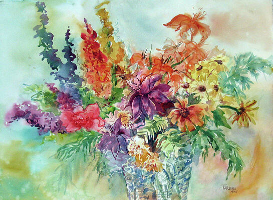 Wall Art featuring the painting Cut Glass Bouquet by Sheila Parsons