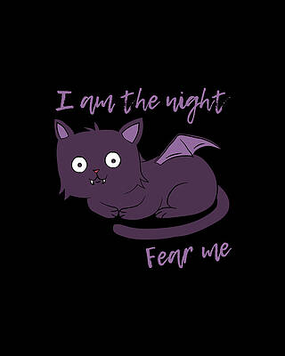 The Digital Art - Cute Halloween Cat I Am The Night Fear Me by Flippin Sweet Gear