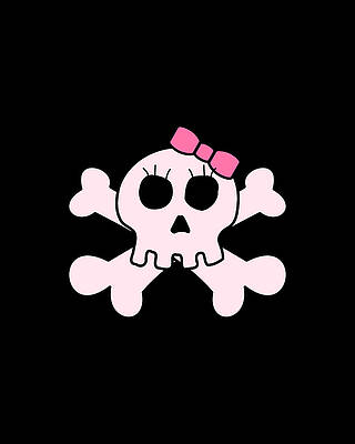 Pink Wall Art featuring the digital art Cute Pink Skull And Bones by Flippin Sweet Gear