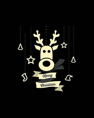 Xmas Wall Art featuring the digital art Cute Reindeer Christmas by Flippin Sweet Gear