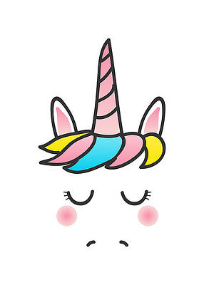 Kid Digital Art - Cute Unicorn Face by Flippin Sweet Gear