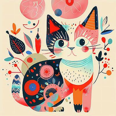 Summer Digital Art - Cute_cat_illustration_with_whimsical_elements_playful_vibe_No 1 by Andre Petrov
