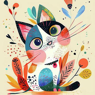 Summer Digital Art - Cute_cat_illustration_with_whimsical_elements_playful_vibe_No 11 by Andre Petrov