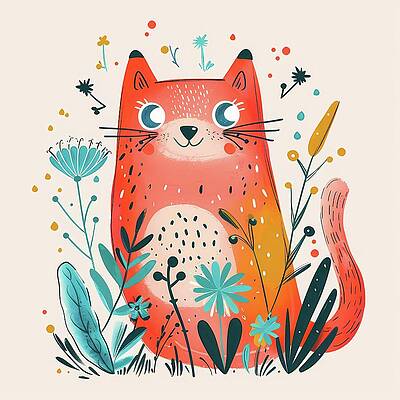 Summer Digital Art - Cute_cat_illustration_with_whimsical_elements_playful_vibe_No 2 by Andre Petrov