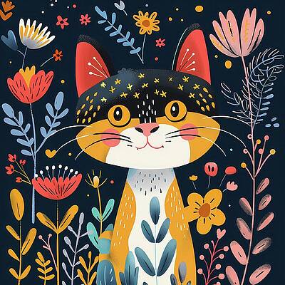 Summer Digital Art - Cute_cat_illustration_with_whimsical_elements_playful_vibe_No 3 by Andre Petrov