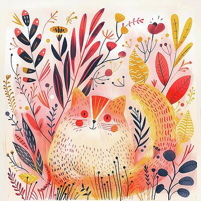 Summer Digital Art - Cute_cat_illustration_with_whimsical_elements_playful_vibe_No 4 by Andre Petrov