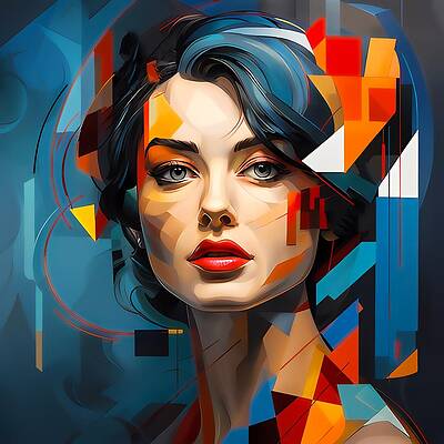 Geometric Digital Art - Cutting-edge Tech Innovation Represented In A Cubist Painting Style No 1 by Andre Petrov