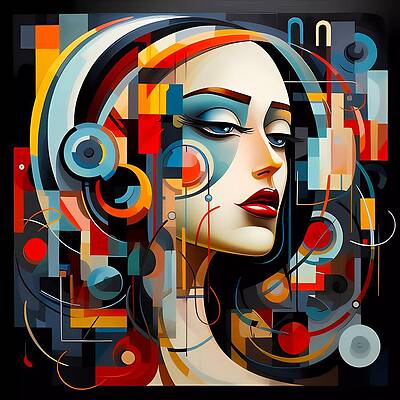 Geometric Digital Art - Cutting-edge Tech Innovation Represented In A Cubist Painting Style No 2 by Andre Petrov