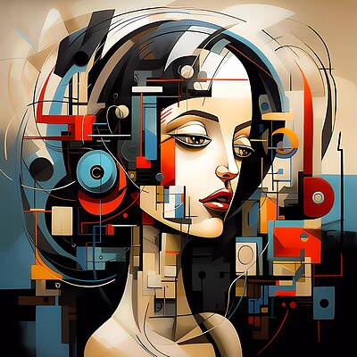 Geometric Digital Art - Cutting-edge Tech Innovation Represented In A Cubist Painting Style No 3 by Andre Petrov