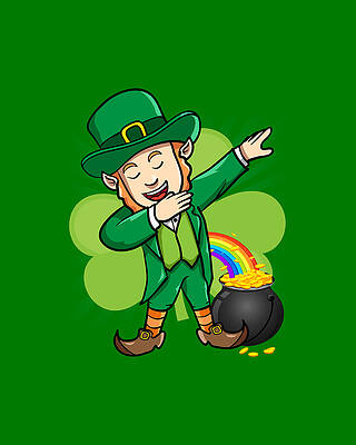 Humor Wall Art featuring the digital art Dabbing Leprechaun St Patricks Day by Flippin Sweet Gear