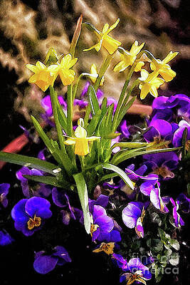 Wall Art featuring the photograph Daffodils And Pansies In The Garden by Tatiana Travelways