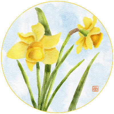 Iris Wall Art featuring the digital art Daffodils by Snow Iris Studio