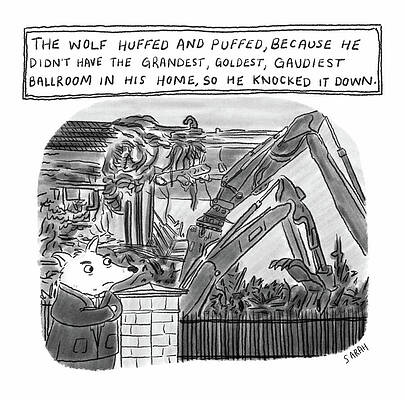 Wolf and Demolition Cartoon Wall Art