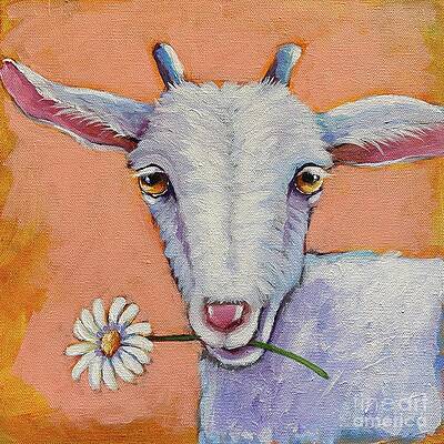 Wall Art featuring the painting Daisy The Goat by Lucia Stewart
