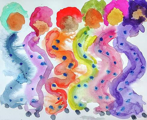 Colorful Silhouettes in Flowing Patterns Wall Art