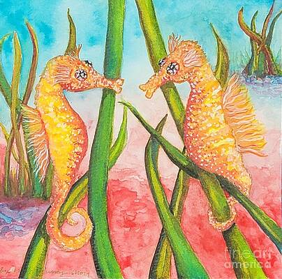 Painting - Dancing Seahorses by Angela J Murray