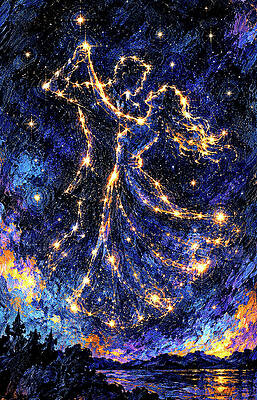 Starlit Dance in the Night Sky Digital Art