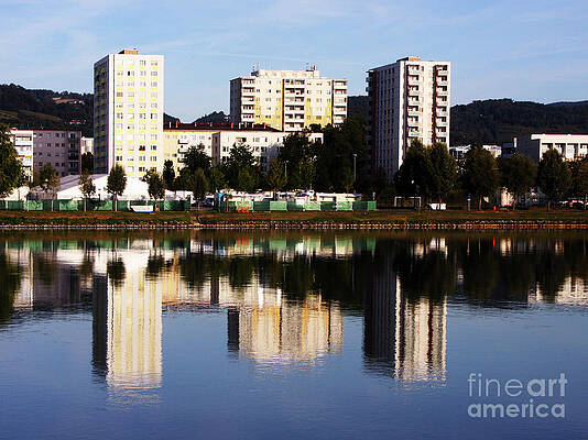 Wall Art featuring the photograph Danube River Reflections - Linz by Rick Locke - Out of the Corner of My Eye
