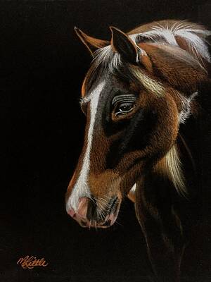 Wall Art featuring the pastel Dark Horse by Marlene Little