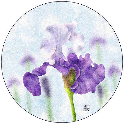 Delicate Digital Art - Dark Iris In Bloom by Snow Iris Studio