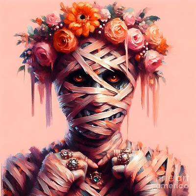 Vibrant Wall Art featuring the digital art Dark Queen Mummy by Lucia Stewart
