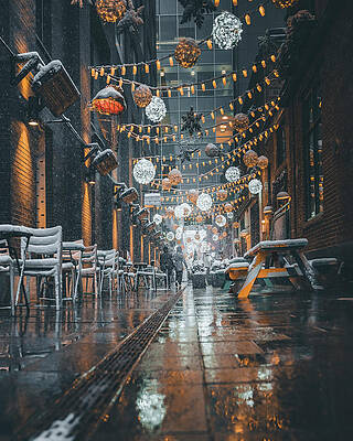 Yellow Wall Art featuring the photograph Date Night In The Dairy Block by Kevin Schwalbe