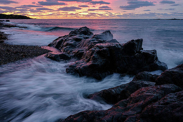 Maine Wall Art featuring the photograph Dawn Sky, Rocky Maine Coast. by Jeff Sinon